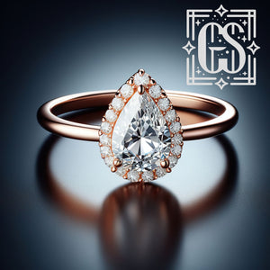 14k Rose Gold Diamond Halo Engagement Ring Gold Lab Grown Diamond Created Diamond Halo Engagement Ring Moissanite Ring White Gold