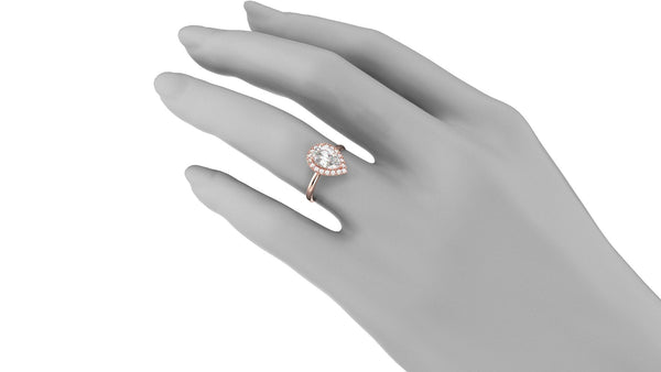 14k Rose Gold Diamond Halo Engagement Ring Gold Lab Grown Diamond Created Diamond Halo Engagement Ring Moissanite Ring White Gold
