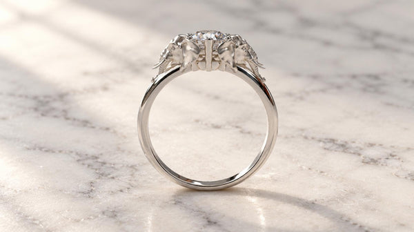 Elephant Head Solitaire Ring
