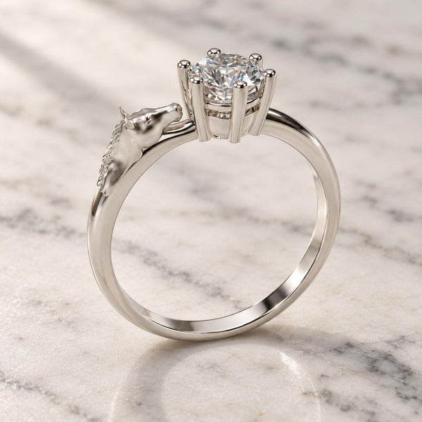 Horse Head Solitaire Ring
