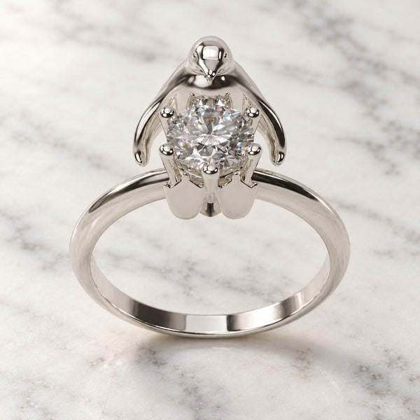 Penguin Solitaire Ring