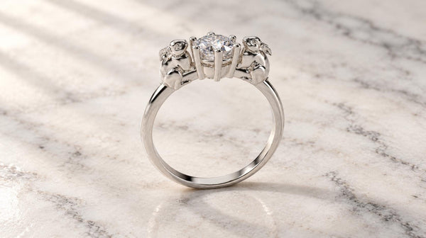 Rabbit Pair Solitaire Ring