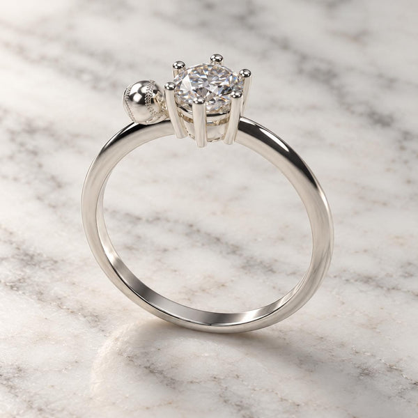Baseball Solitaire Ring
