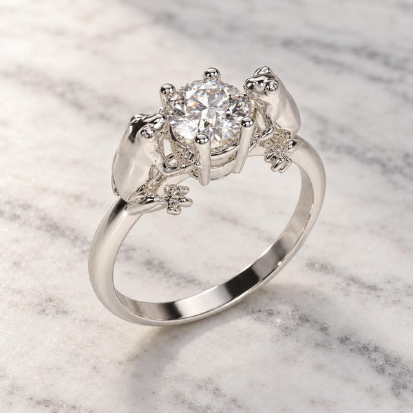 Frog Pair Solitaire Ring