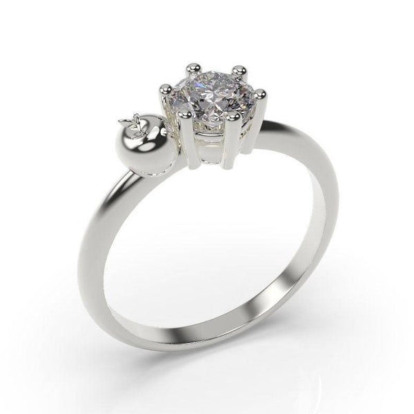 Apple Engagement Ring White Gold Teacher