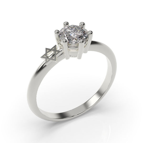 Star of David Ring Jewish Engagement Ring White