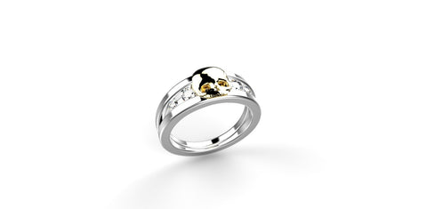 Skull Engagement Ring 14k White Gold Skull Ring