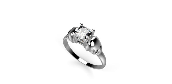 Skull Engagement Ring 14k White Gold Skull Ring