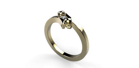 Skull Engagement Ring 14k Yellow Gold Skull Ring