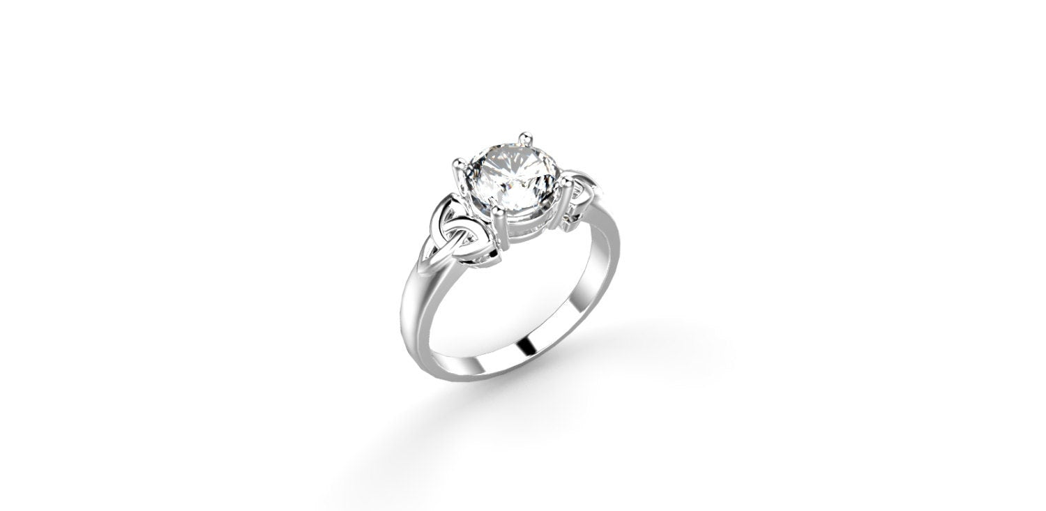 Celtic Engagement Ring 14k White Gold Celtic Ring